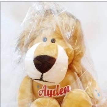 Plush lion embroidered with the name Ayden